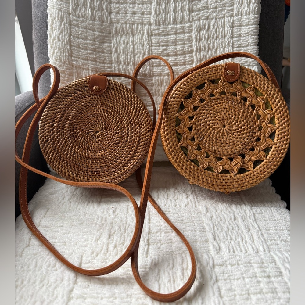 Round Woven Rattan Crossbody Bags
